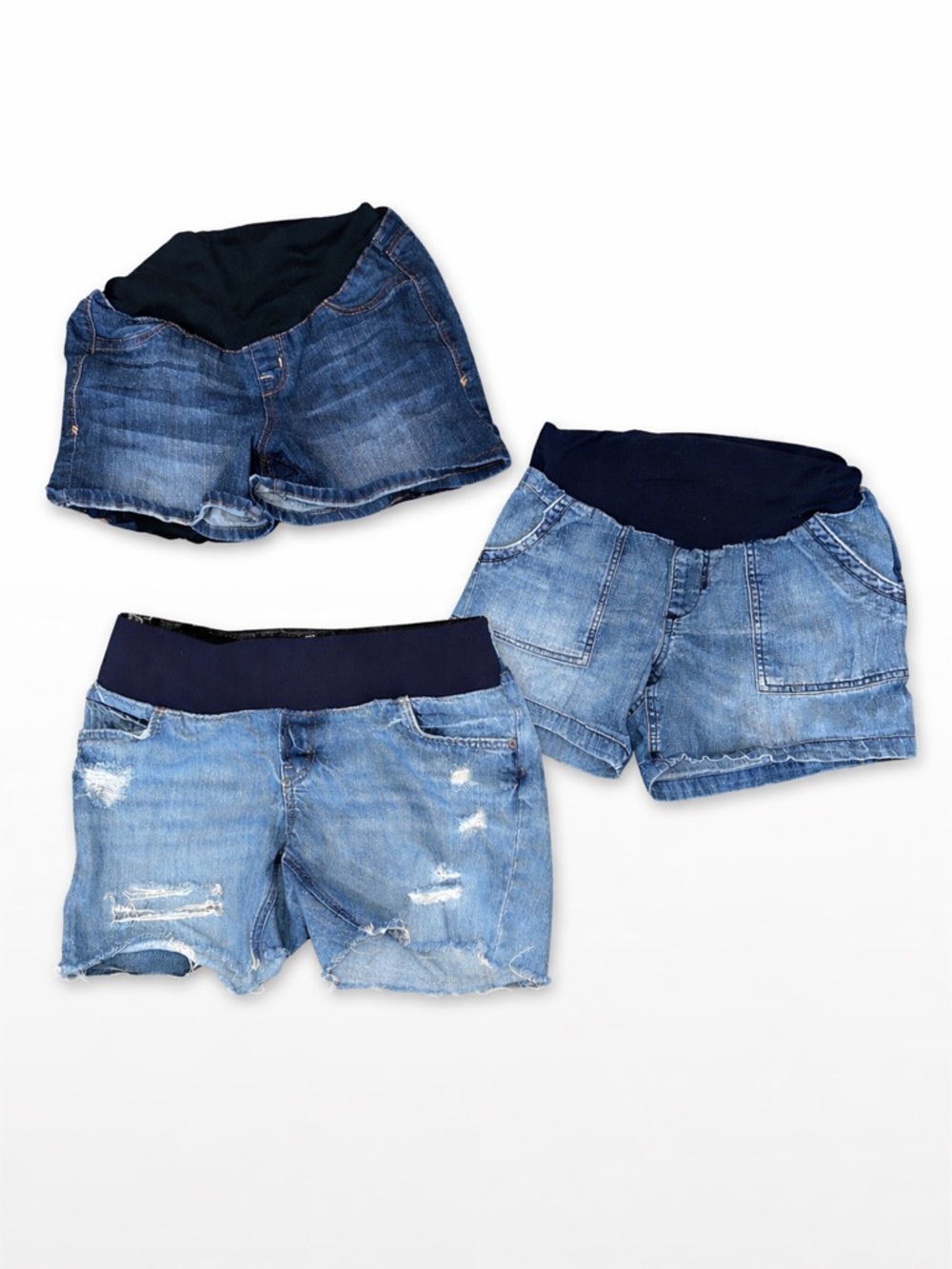 Maternity Jean Shorts Bundle in Denim Blue 
****Coral and Cuffed are removed.